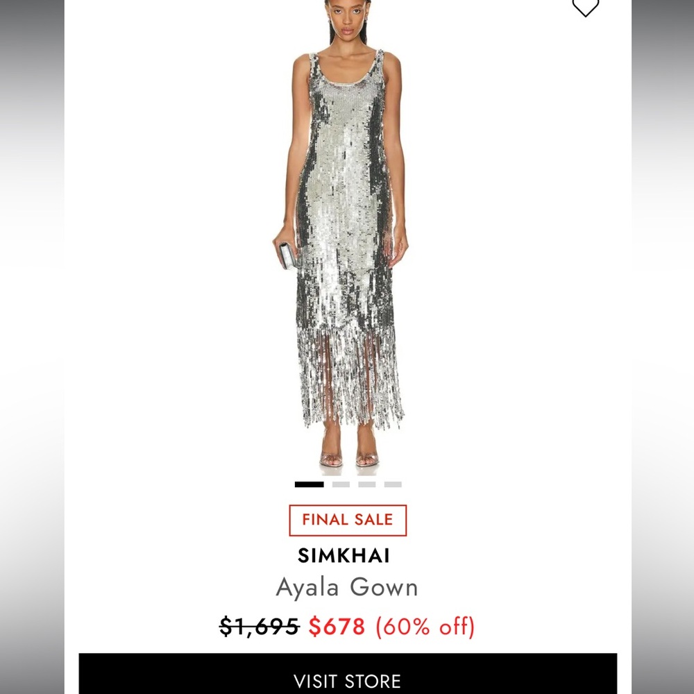 NWT Simkhai Ayala Dress 0 - silver tassel gown sequin